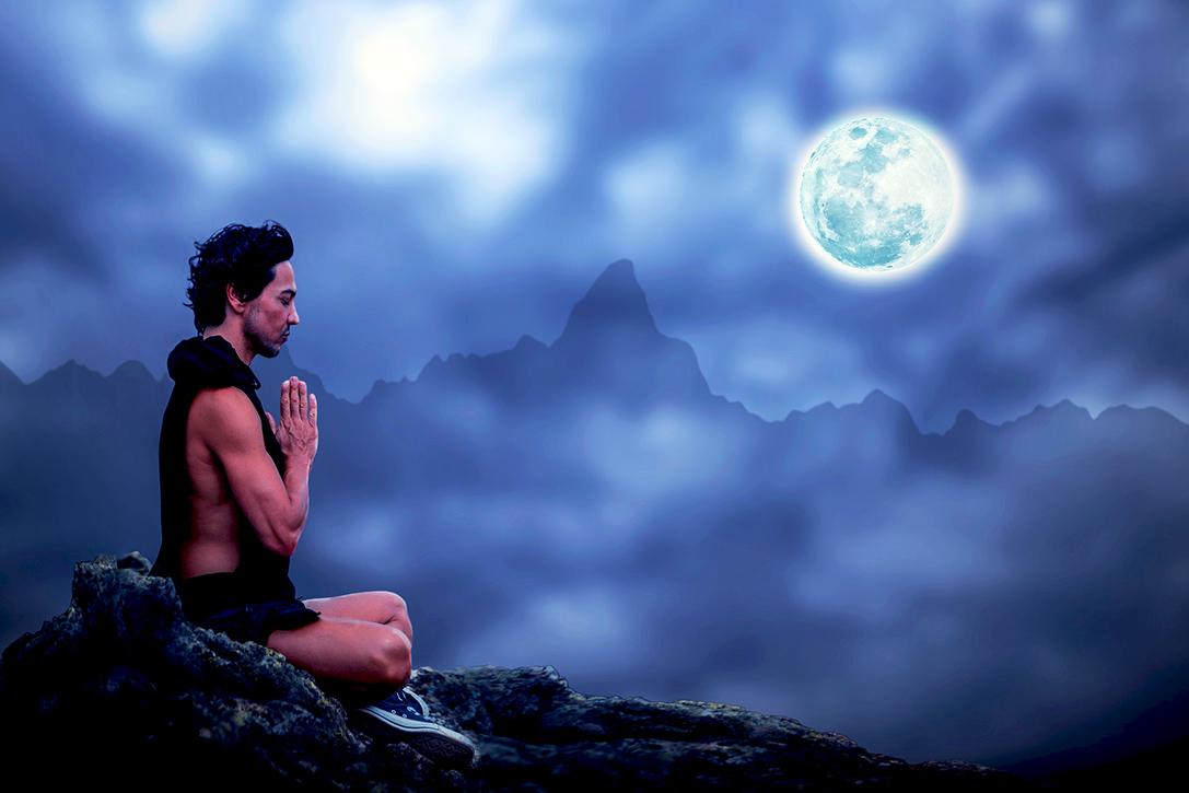 meditating under moonlight